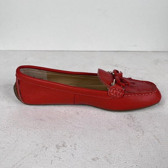 Talbots Womens Everson Tasseled Red Leather Driving Flats Sz 6.5 - Picture 7 of 10